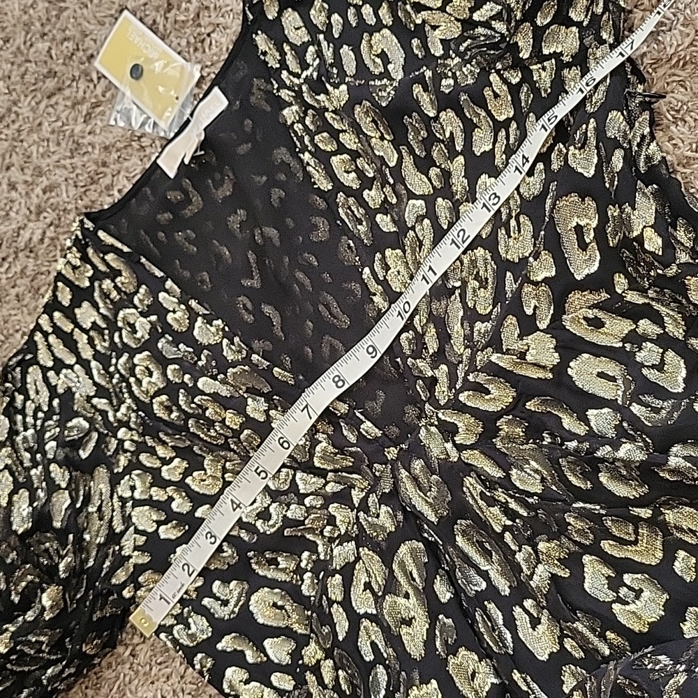 Michael Kors Mini Dress Gold Black Long Sleeve Cocktail Holiday Party NYE 4 New - Picture 12 of 16